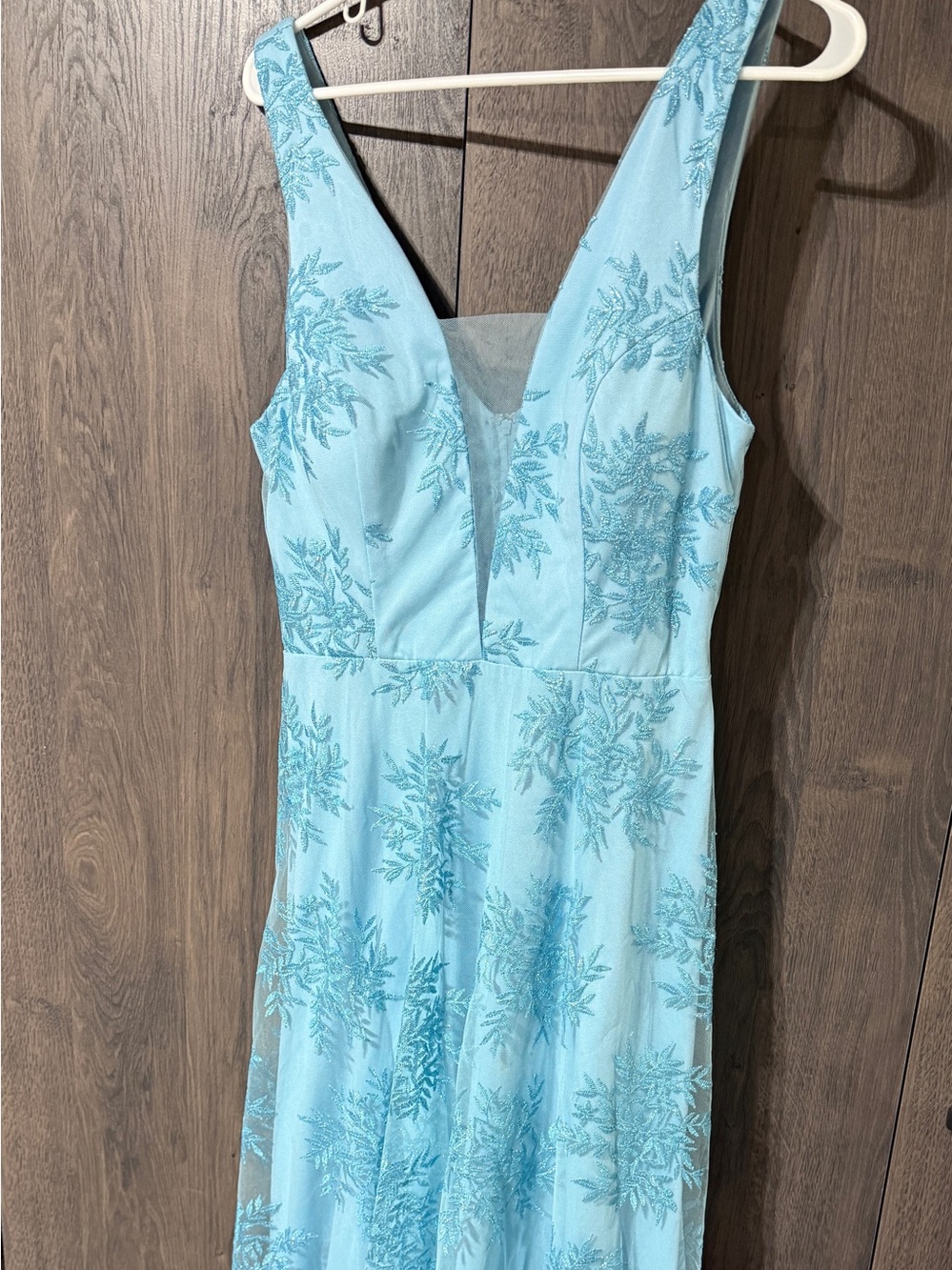 Speechless Light Blue Embroidered V-Neck maxi Dress